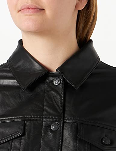 HUGO Lipasi Chaqueta de Cuero, Negro1, XL para Mujer