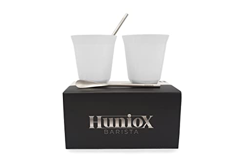 HUNIOX Juego de 2 Tazas de café. Tazas Desayuno para Café Espresso, Cortado y/o con Leche de 160 ml.Taza Térmica con Doble Pared para Aislamiento y 2 cucharillas en Acero Inoxidable grado 304 Coral