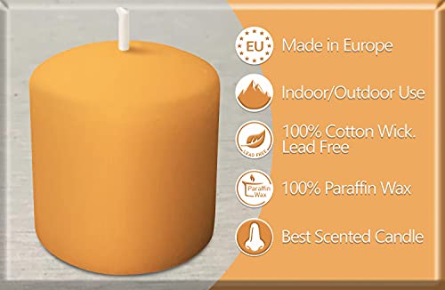 Hyoola Velas Votivas con Perfume - Velas Perfumadas con Aroma a Mango Tropical - Naranja - 12 Horas de Combustión - Pack de 9 Velas Aromáticas - Hechas en Europa