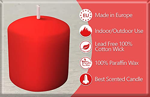 Hyoola Velas Votivas con Perfume - Velas Perfumadas con Aroma a Manzana y Canela - Rojo - 12 Horas de Combustión - Pack de 9 Velas Aromáticas - Hechas en Europa