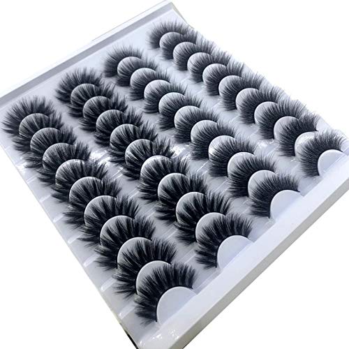 HZT 20 Pairs 825Mm False Eyelashes 100% Natural Mink Eyelashes Spectacular Extension and Volume of False Eyelashes