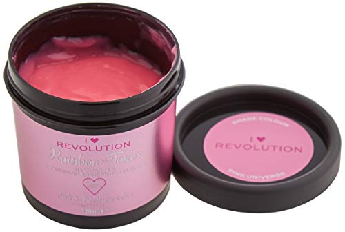 I Heart Revolution Rainbow Tones - Tinte semipermanente y acondicionador en uno, lavable con 8 - 12 lavados, vegano, reutilizable, 120 ml, rosa universo