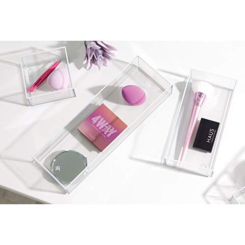 iDesign cajones, Maquillaje de la colección Exclusiva de Sarah Tanno, Organizador de plástico combinable para cosméticos, Transparente, 10,2 x 20,3 x 5 cm