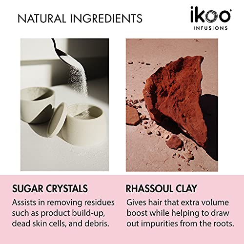 ikoo Infusiones Volumizing Sugar Scalp Scrub - Exfoliante capilar, arcilla de lava y azúcar, elimina el exceso de grasa y residuos, mejora el volumen de todo tipo de cabello, libre de alcohol - 250 ml