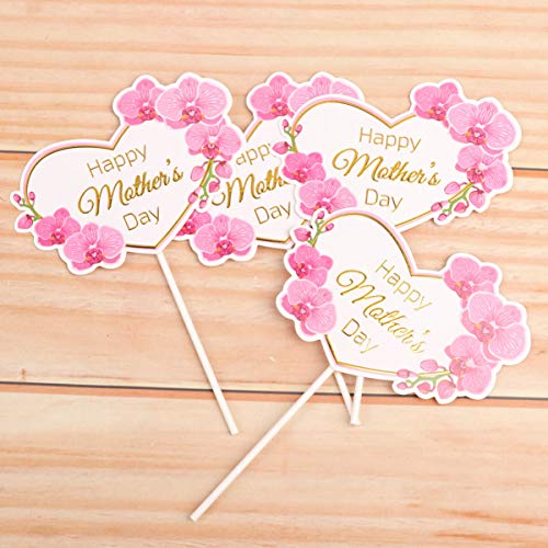 IMIKEYA 10 Piezas de Decoración de Tarta para El Día de Las Madres con Forma de Corazón Y Flor para Tarta de Mamá Palillos Decorativos para Fruta Palillos de Dientes Estilo Home Shop 1