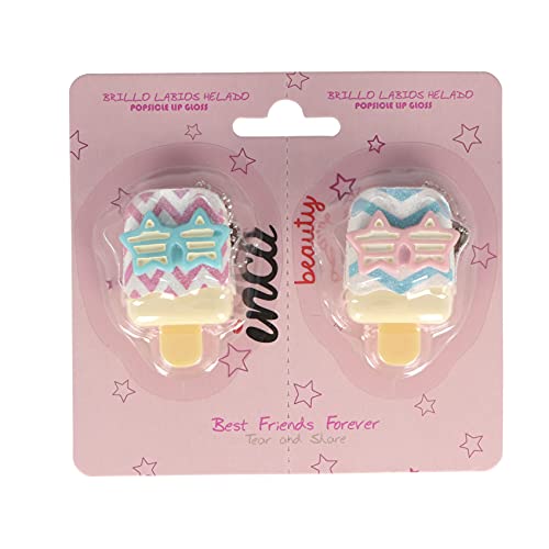 INCA. Brillo De Labios para Niñas. Best Friends Forever. 2 unidades iguales de lip gloss para niña para compartir con amiga. Balsamo labial niña. Cacao labios niña sin color. (Helados)