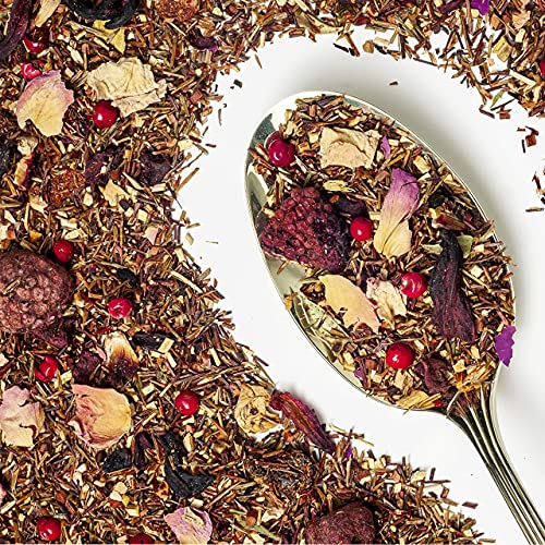 Infusion frutos rojos con Rooibos, Regaliz, Maca, Açai, Bayas de Goji, Hibisco, Vainilla Bourbon - Te detox y vitaminas para el cansancio & Gym - Sin cafeina - Antioxidante natural 100g