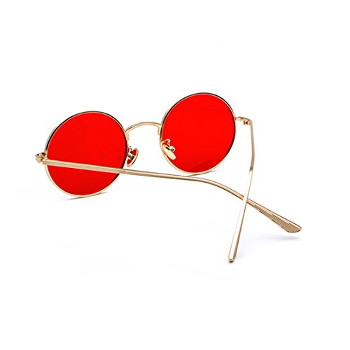 Inlefen Gafas de sol de marco redondo de metal Gafas de sol de círculo vintage para hombre y mujer