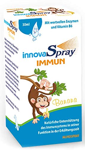 InnovaSpray Immune | Spray de lisozima Soporte natural del sistema inmune durante el período frío con un sabor afrutado a plátano o menta Aerosol enzimático