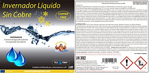 INVERNADOR LÍQUIDO SIN Cobre 5 litros - Desinfectante y Algicida para el Tratamiento de Piscinas en Invierno - Apto Piscinas Liner