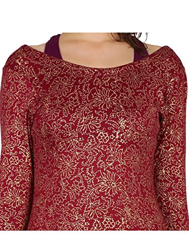 Ira Soleil Maroon viscosa elástico y Interior Mujer Vestido Kurti -  Rojo -