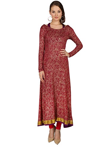 Ira Soleil Maroon viscosa elástico y Interior Mujer Vestido Kurti -  Rojo -