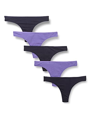 Iris & Lilly BELK001M5 Tanga, Azul Marino/Violeta Oscuro, 40, Pack de 5