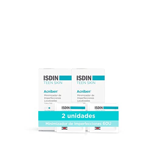 ISDIN ACNIBEN Minimizador de Imperfecciones Localizadas, Toallitas para Controlar las Imperfecciones de la Piel Grasa o Acneica, Pack de 2 Unidades, 2 x 30