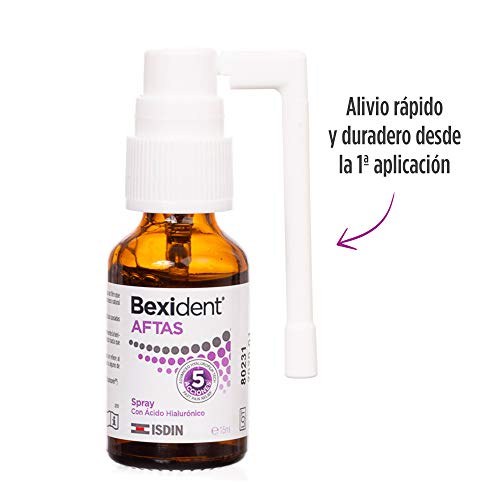 Isdin Bexident Aftas Spray con Ácido Hialurónico |Aftas Llagas Bucales, Alivio Rápido y Duradero desde la primera aplicacion 1x 15 ml