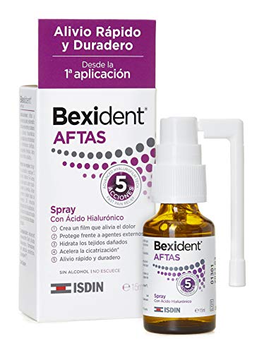 Isdin Bexident Aftas Spray con Ácido Hialurónico |Aftas Llagas Bucales, Alivio Rápido y Duradero desde la primera aplicacion 1x 15 ml