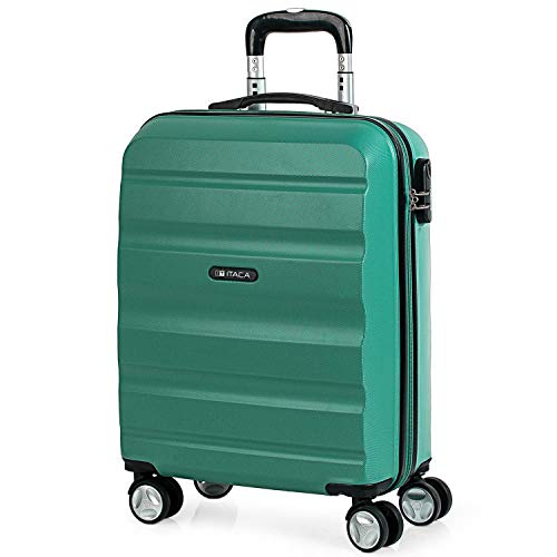 ITACA - Maleta Cabina Avion Pequeña Rígida ABS de Viaje con 4 Ruedas Hombre Mujer 55x40x20 cm. Trolley Equipaje de Mano de Marca ITACA. Práctica y Ligera. Candado con Combinación. T7, Color Aguamarina