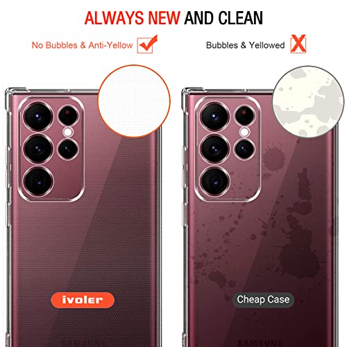 ivoler Funda para Samsung Galaxy S22 Ultra 5G, Carcasa Protectora Antigolpes Transparente con Cojín Esquina Parachoques, Suave TPU Silicona Caso Delgada Anti-Choques Case