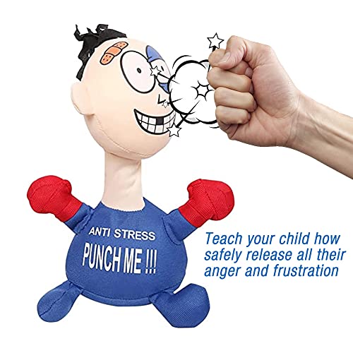 IWILCS Punch Me Doll, Vent Screaming Doll, Funny Punch Me Screaming Doll Comfortable Touching, para Child Plush Gifts Relieve Stress Anxiety (Without Battery, Blue)