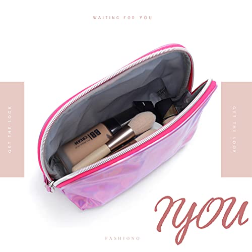 IYOU 2 Paquete Bolsa de Maquillaje Colocar Rosa Láser Impermeable Bolsas de Cosméticos Viaje Club Nocturno Fiesta Bolsas de Aseo Moda Mano Tenencia Bolsas de Shell por Mujeres y Chicas