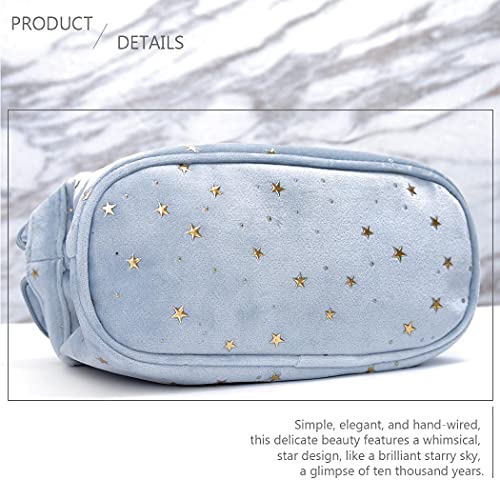 IYOU Moda Terciopelo Bolso de Cosméticos Estrella Azul Maquillaje bolsas Belleza Organizador Mano Bolsa de sujeción Portátil Viaje Maquillaje Bolsas de aseo por Mujeres y Chicas