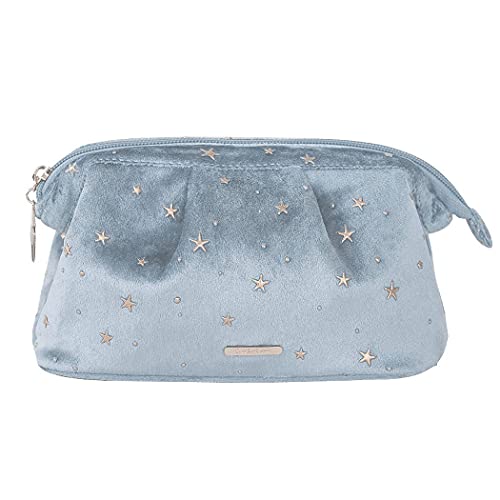 IYOU Moda Terciopelo Bolso de Cosméticos Estrella Azul Maquillaje bolsas Belleza Organizador Mano Bolsa de sujeción Portátil Viaje Maquillaje Bolsas de aseo por Mujeres y Chicas