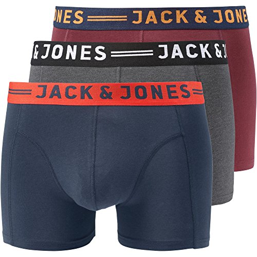 JACK & JONES JACLICHFIELD TRUNKS 3 PACK, Bóxer Hombre, Multicolor (Burgundy), X-Large