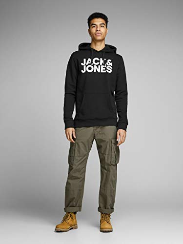 Jack & Jones Jjecorp Logo Sweat Hood Noos Sudadera con Capucha, Negro (Black 2), L para Hombre