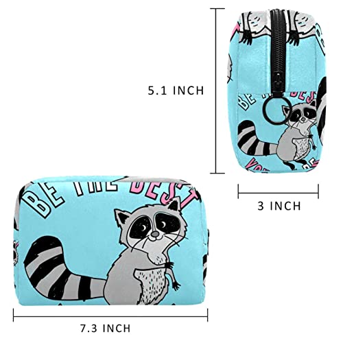 JARARINGO Bolsa de cosméticos Be The Best You Can Be Raccoon Bolsa de cosméticos grande Organizador Bolsas de viaje multifuncionales