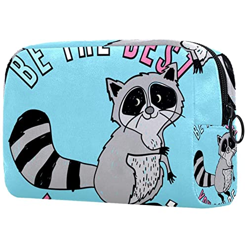 JARARINGO Bolsa de cosméticos Be The Best You Can Be Raccoon Bolsa de cosméticos grande Organizador Bolsas de viaje multifuncionales