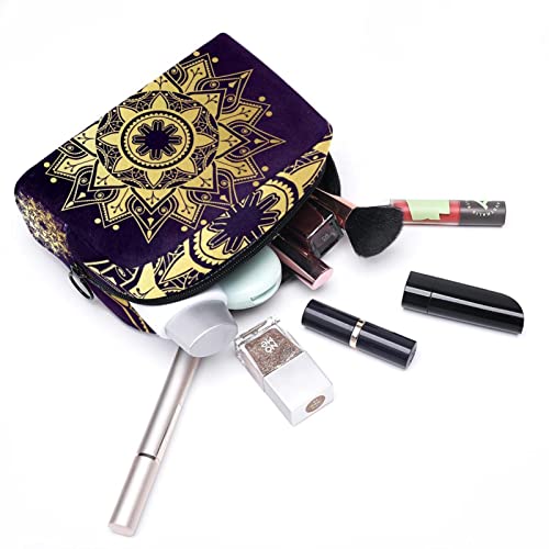 JARARINGO Bolsa de cosméticos Golden Mandala Floral Grande Cosmético Bolsa Organizador Multifuncional Bolsas de Viaje