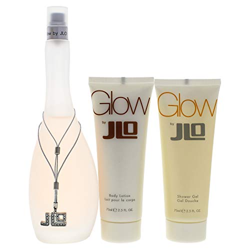 Jennifer Lopez Glow EDT en aerosol, loción corporal y gel de ducha, 3.4 oz/2.5 oz/2.5 oz