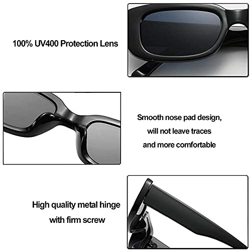 JFAN Gafas de sol Rectangulares para Mujeres Hombres Gafas pequeñas Retro con Protección UV400 de Marco Cuadrado