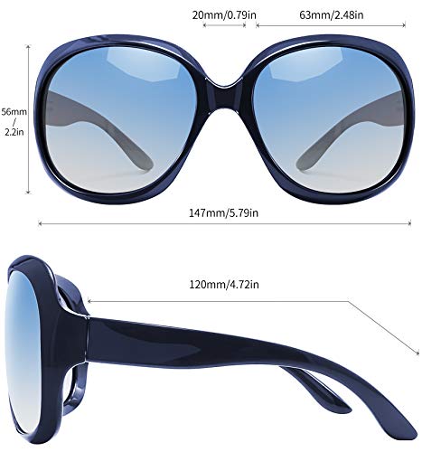 Joopin Gafas de Sol Mujer Moda Polarizadas Protección UV400 de Gran Tamaño Gafas de Sol Señoras Azul Marino