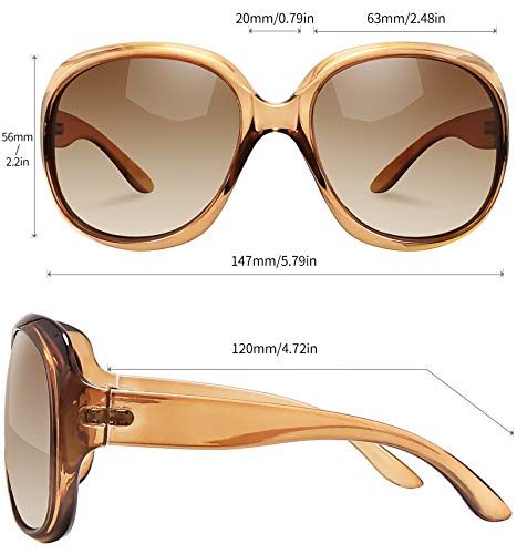 Joopin Gafas de Sol Mujer Moda Polarizadas Protección UV400 de Gran Tamaño Gafas de Sol Señoras Marrón