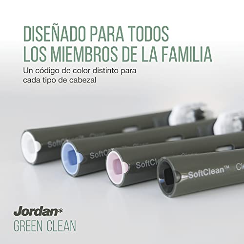 Jordan ® | Cabezal de repuesto Green Clean para cepillo de dientes eléctirco | Cabezales de cepillo de dientes eléctricos sostenibles | Compatible con Oral B | Pack 4 Unidades