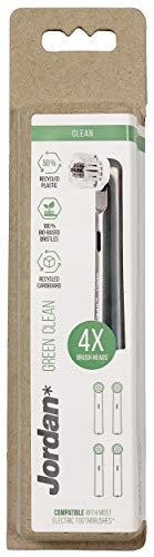 Jordan ® | Cabezal de repuesto Green Clean para cepillo de dientes eléctirco | Cabezales de cepillo de dientes eléctricos sostenibles | Compatible con Oral B | Pack 4 Unidades