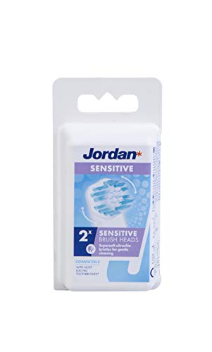 Jordan ® | Cabezal de repuesto para cepillo de dientes eléctrico con tecnología oscilante y giratoria | Cabezal para limpieza extra suave y sensible | Compatible con Oral B | Pack 2 Unidades