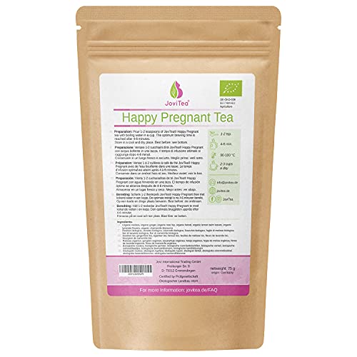 JoviTea® Embarazo Feliz ORGÁNICO + receta tradicional + té de embarazo + apto durante el embarazo + 100% natural y sin azúcares añadidos - 75g