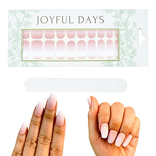 JOYFUL DAYS | 20 Tiras de Uñas | Pegatinas de Uñas Decorativas | Nail Polish Strips | No Tóxico | DIY Arte de Uñas Stickers | Incluye Lima de Uñas (Rosa que desvanece)