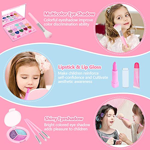 Joyhoop Maquillaje para Niñas, Maquillaje Niñas para Tocador de Maquillaje Niña de Cosméticos Lavables, Juguetes Niña de Maquillaje, Regalos Niña Originales Niña.