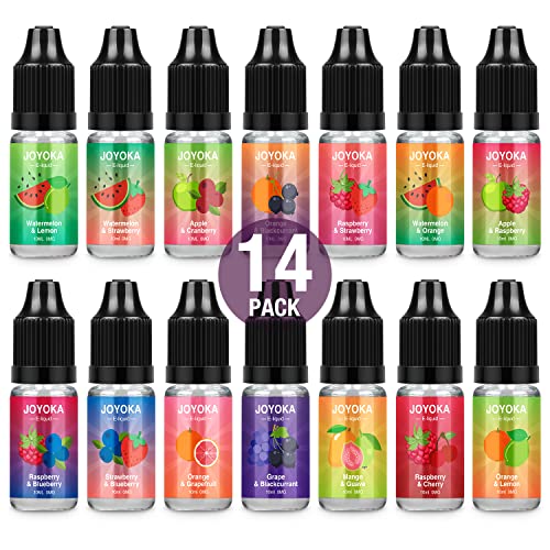 Joyoka 14x10ml Vaper Liquido Premium Ecig Vape Juice E Liquido E Juice Sabores jugosos 70/30 Eliquid para E Cig Cigarrillo Electrónico Vape Pen Box Mod Starter Kit Sin Nicotina