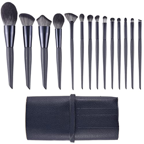 Juego de 14 brochas de maquillaje, Brochas de maquillaje profesional, Con bolsa de cosméticos de piel sintética brochas maquillaje, Base de maquillaje Cara labios ojos juegos de maquillaje