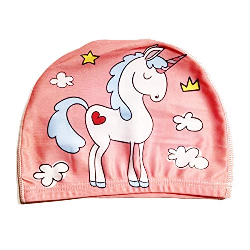 Juego de 2 gorros de natación mágicos para niñas (edad: 2-4 años), unicornio y sirena, 100% nailon y 0% tirones