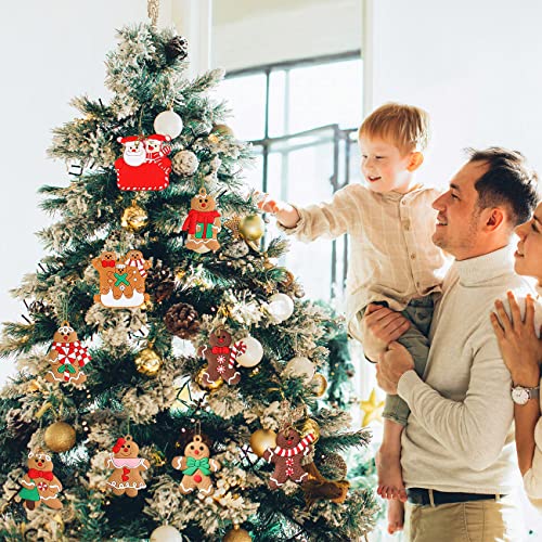 Juego de Hombre de Pan de Jengibre para Adornos de árbol de Navidad, 10 Hombres de Pan de Jengibre de plástico navideños Colgantes Adornos con Cordones Adornos para árboles de Navidad