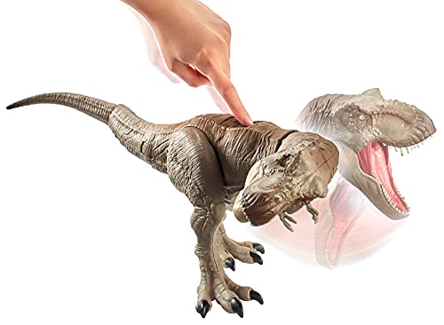 Jurassic World - Mandibula Extrema T Rex Dinosaurio de juguete, Multicolor (Mattel GNH34), Embalaje sostenible