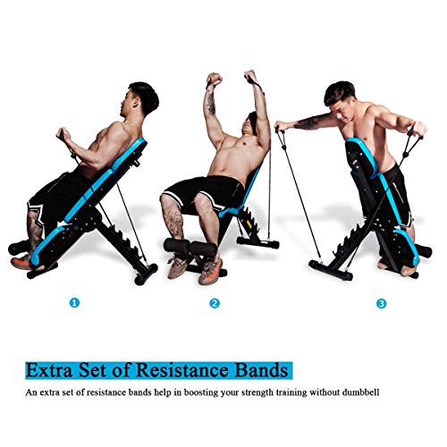 JX FITNESS Banco Pesas Multifunción, Plegable Adjustable Casa Banco de Fitness, Plano/Declinado/Inclinado/Sit Up/Abdominales Mancuernas Musculacion Banco de Ejercicio Barbell Profesional