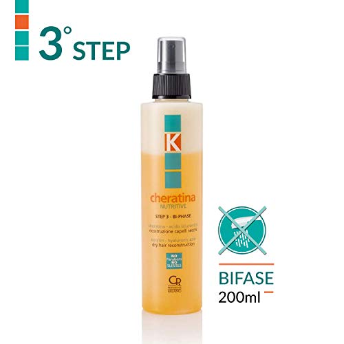 K-Cheratina Nutritive - Tratamiento Profesional de Queratina para Cabellos Secos - Contiene Champú de Reconstrucción, Spray Bifase, Mascarilla con Ácido Hialurónico y Spray de Aceite Ultranutritivo