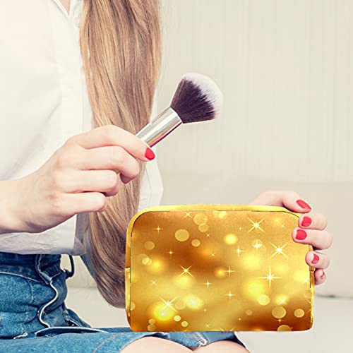 KAMEARI Bolsa de cosméticos Golden Bokeh fondo grande cosmético organizador multifuncional bolsas de viaje