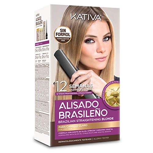 KATIVA KIT ALISADO BRASILEÑO CABELLOS RUBIOS - Lo mejor de nuestros alisados para cabellos claros - Alisado en casa para pelo teñido o con mechas - Hasta 12 semanas de duración 309 g